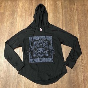 cute black hoodie top size medium brand retro doll